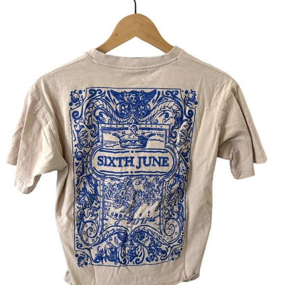 Sixth June Other - Sixth June Paris Graphic Tee | Beige Streetwear T-Shirt | Size Medium